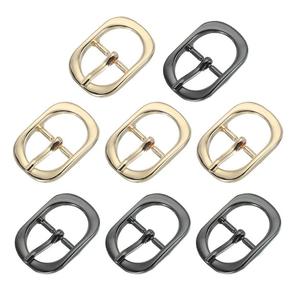 Uxcell Single Prong Belt Buckle, 3/4 Inch Metal Center Bar Oval Replacement Buckle for Leather Hardware - Oval (8 Pack, Black/Silver)