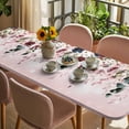 thumbnail image 3 of Pink Valentine's Day Table Cloths for 8 Foot Rectangle Tables, Spring Floral Eucalyptus Leaves Patio Waterproof Elastic Fitted Tablecloths, Washable Rectangular Table Cover for Camping, 3 of 8