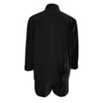 thumbnail image 4 of Arlun 2 Piece Sets for Women Breathable Linen V-Neck Long Sleeves Button down Shirts and Wide Leg Shorts Set 2026 Fashion Solid Color Summer Vacation Beach Outfits Black XXL, 4 of 5