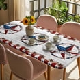 thumbnail image 3 of Independence Day Table Cloths for 4 Foot Rectangle Tables, Farmhouse Texas Star Wooden Grain Patio Waterproof Elastic Fitted Tablecloths, Washable Rectangular Table Cover for Camping, 3 of 8