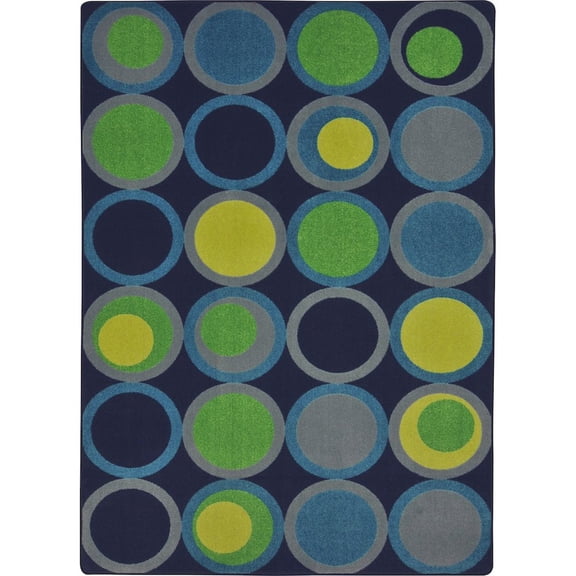 Joy Carpets Kid Essentials Circle Back 5'4" x 7'8" Area Rug in Color Navy