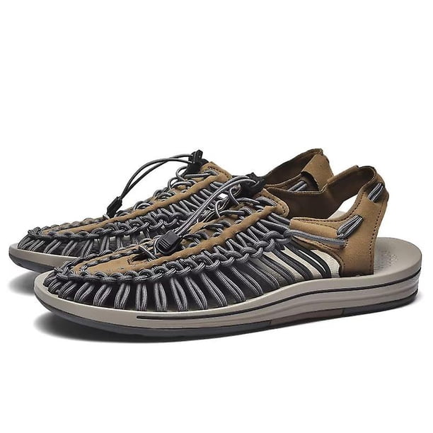 Sandalias unisex Pareja Sandalias de moda Sandalias transpirables huecas tejidas Sandalias de playa para mujer Sandalias para hombre Sandalias planas para exteriores-Caqui-44 Bolígrafo Bolígrafo Bolígrafo de papelería