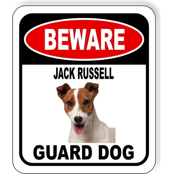 BEWARE JACK RUSSELL GUARD DOG Aluminum Composite Outdoor Sign 8" x12" Metal Security Notice for Yard, Fence, Porch, Property, and Business – No Trespassing, Warning, Attack Dogs, Protection