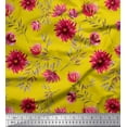 thumbnail image 1 of Soimoi Crepe Silk Fabric Leaves & Aster Floral Decor Fabric Printed Yard 42 Inch Wide, 1 of 1