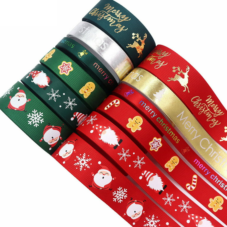 dianhelloya 1/1.6/2/2.5cm Christmas Ribbon Gift Wrap Ribbon Christmas Tree  Ribbon 