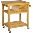 thumbnail image 2 of Home Aesthetics Rolling Bamboo Kitchen Island Cart Food Prep Trolley, with Towel, 2 of 8