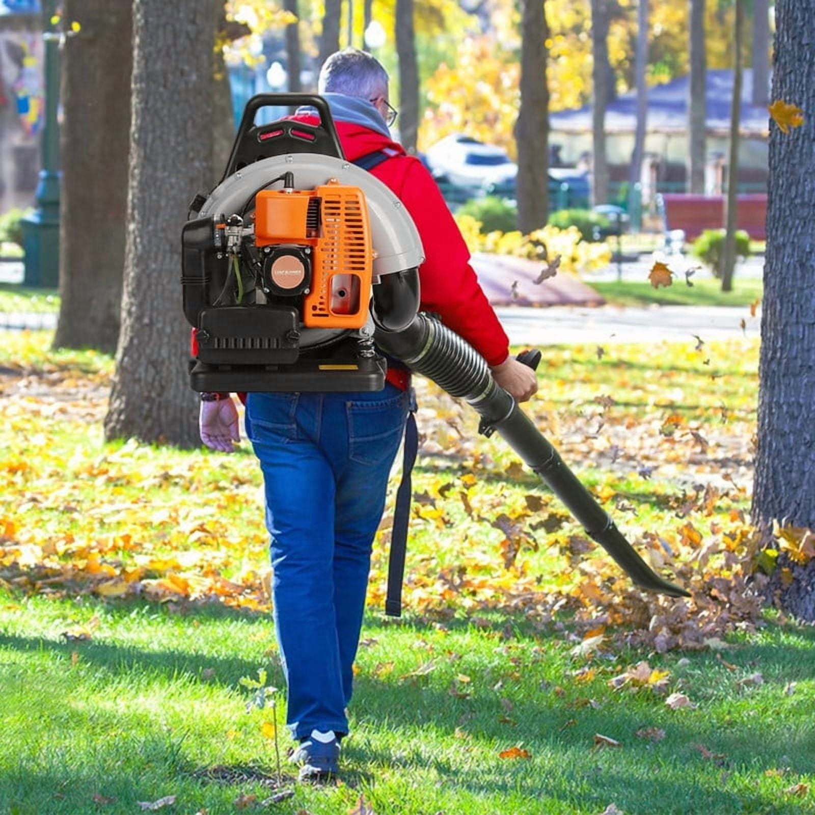 Backpack Leaf Blower Gas Powered - 63CC 665CFM 2 Cycle Backpack Gas Powered Leaf Blower, Grass Lawn Blower Air Cooling Gasoline Backpack Grass Blower, Backpack Snow Blower for Garden