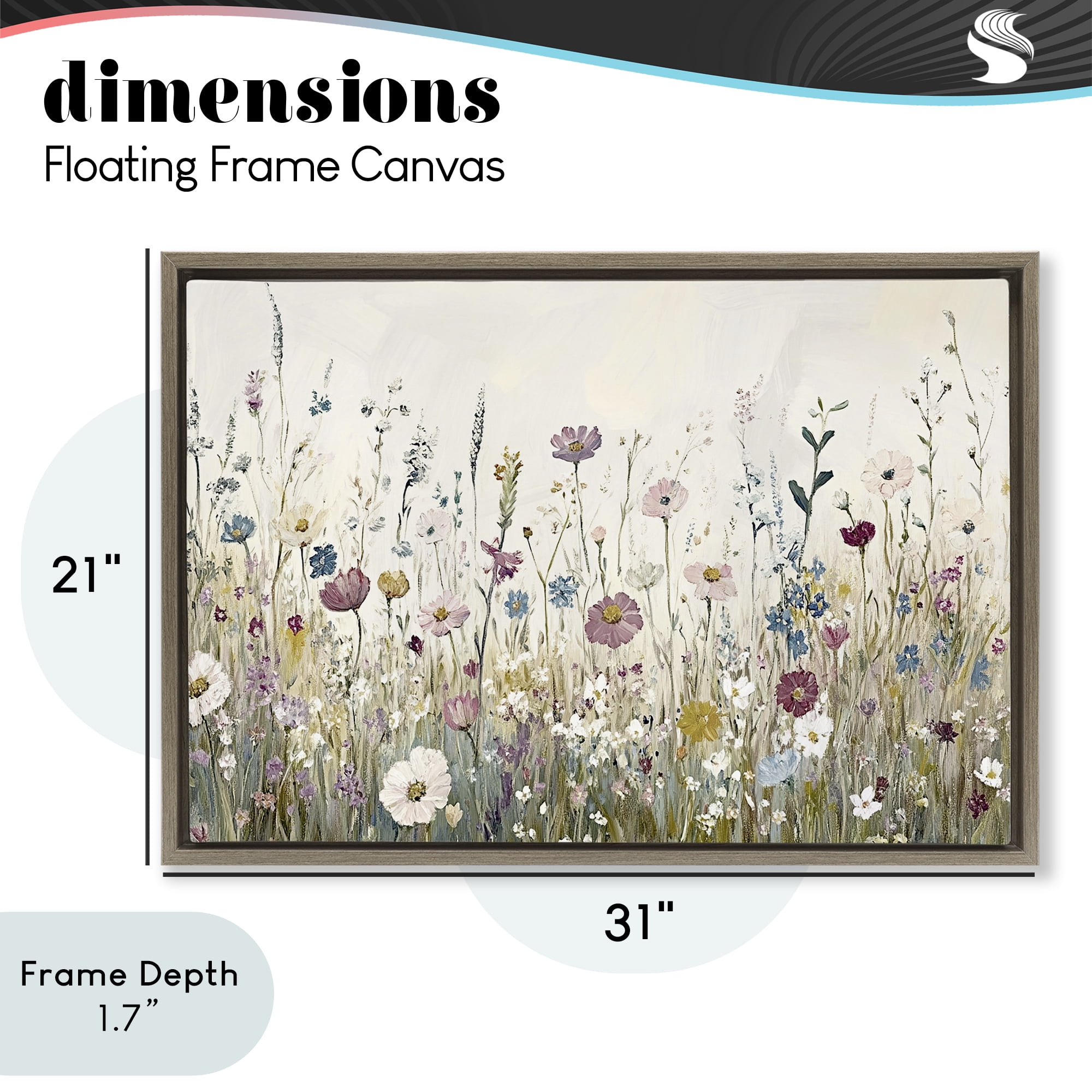 Stupell Industries Spring Blooms Pastoral Meadow Brown Framed Floater Canvas Wall Art, design by Kim Allen