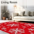 thumbnail image 2 of ODIKA 8'x10' Machine Washable Non-Slip Area Rug, Snowflake Crystal Medallion Design with Winter Celebration High Traffic Rug, Red, 507721, 2 of 5