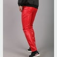 thumbnail image 3 of SWSMCLT Men's Faux Leather Leggings Skinny Winter Mardi Gras Dance Pants Ankle Soft Snow Stretch Outfit Red 34, 3 of 4