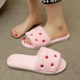 thumbnail image 7 of Aueoeo Women's House Slipper Heart Graphic Decr Open Toe Comfy Fuzzy Shoes Casual Bedroom Outdoor Slippers, 7 of 7