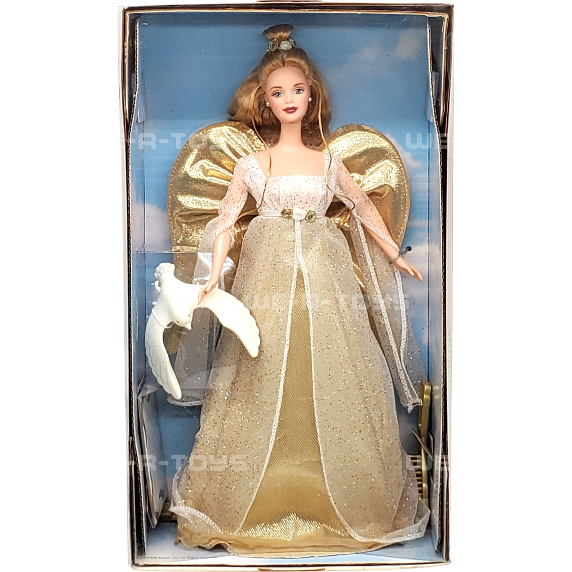 Barbie Angelic Blonde Doll, Special Edition 1999, Light Skin, Clear Eyes, White and Gold Gown
