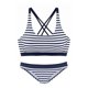thumbnail image 1 of Women Sexy 2 Piece Bikini Set for Cross Strappy Patchwork Backless Swimsuit Low Rise Horizontal Stripes Print Low Rise Bathing Suit Beachwear, 1 of 4