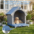 thumbnail image 3 of Dovov Plastic Dog House with Elevated Floor and Air Vents, Waterproof Doghouse Indoor Outdoor Dog Kennel with Porch, Large Puppy Shelter, Blue Gray, 3 of 12