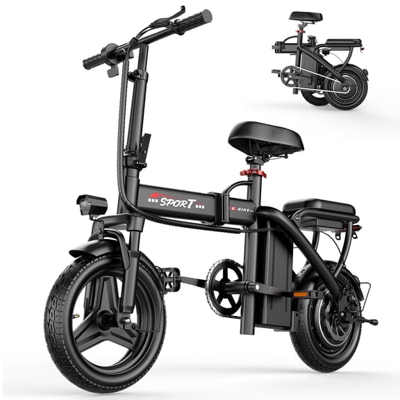 ASKGO Electric Bike for Adults, 500W Motor, 14" Folding Ebike for , 25mph 30/35miles Range E Bike, 48V 10 Battery,commuter/travel mini electric bicycle