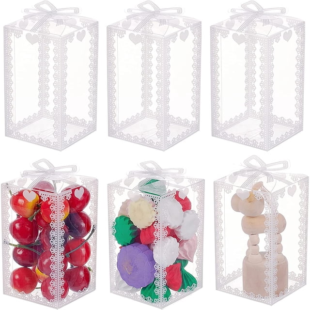 30 PCS 10.5x6x6cm Cajas de Regalo de Boda Transparentes con Patrón de Bowknot Rectángulo Cajas de Regalo Transparentes de PVC para Dulces Chocolate Embalaje de Regalo del Día de San Valentín