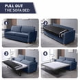 thumbnail image 4 of ijuicy 2-in-1 Pull Out Sofa Bed Full Size, Velvet Loveseat Sleeper Sofa with Folding Mattress, Pull Out Couch Bed for Small Spaces, Sleeper Sofa for Living Room/Apartment/Office- Blue, 4 of 6
