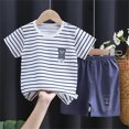 thumbnail image 6 of kpoplk Toddler Boy Race Track Print Summer Outfit Short Sleeve Tee Elastic Waist Shorts Clothes Light Blue,18-24 M, 6 of 9