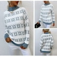 thumbnail image 6 of Christmas Sweaters for Women Cozy Fair Isle High Neck Sweater Snowflake Design Holiday Fall Winter Long Sleeve Pullovers Top Multicolor, 6 of 6