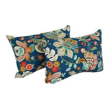 Blazing Needles 9911-S2-REO-64 12 x 20 in. Rectangular Spun Poly Throw Pillows, Telfair Peacock - Set of 2