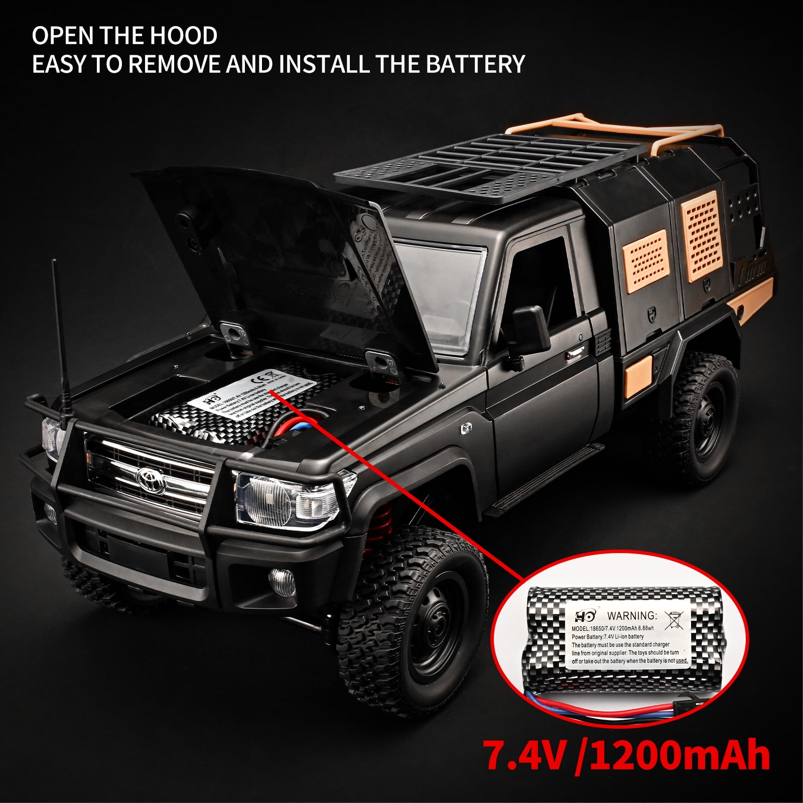 Anmyjuly MN82S 1/12 Scale Toyota RC Rock Crawler Truck - 2.4GHz 4WD, 2-Speed, Off-Road with 3 Upgraded 1200mAh Batteries & Gift