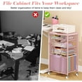 thumbnail image 4 of 4 Drawer Rolling File Cart Under Desk Storage, File Cabinets for Home Office, Mobile Filing Cabinet, Hanging File Organizer with Wheels, Utility Cart Printer Stand, Pink (Patent Pending), 4 of 14