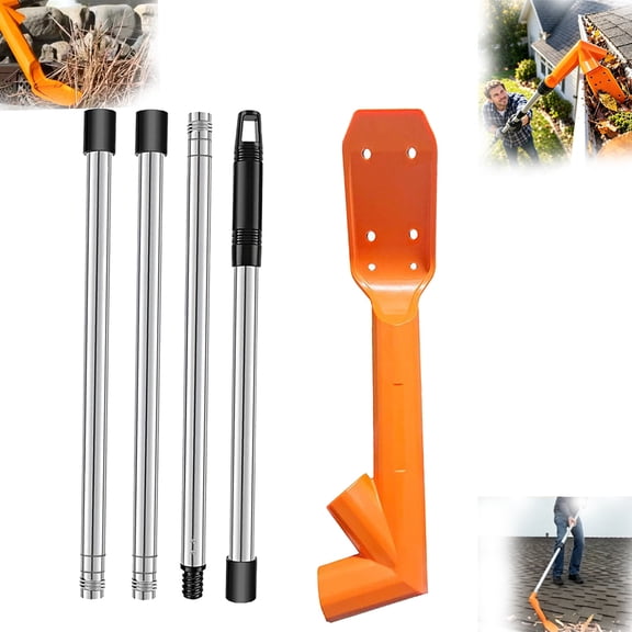 No-Climb Gutter Cleaning Tool, Gutter Scoop Cleaning Tool with Dual Adjustable Angles, Gutter Rake Attachment for Removing Leaves and Debris,1pcs