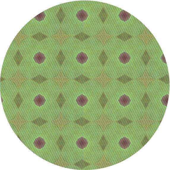 Ahgly Company Machine Washable Indoor Round Transitional Olive Drab Green Area Rugs, 7' Round