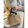 thumbnail image 4 of BadPiggies Straw Tote Bag Boho Summer Beach Woven Bag with Handles Stylish Purses Shoulder Bag for Women Girls (Black) : Size - 11.02*8.27*7.09 inch / 28*21*18 cm, 4 of 9