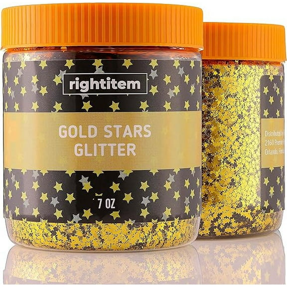 Nail Glitter - Gold Stars Chunky Glitter in Jar - 7 Oz Glitter for Crafts - Glitter for Slime - Face Glitter - Candle Glitter - Body Glitter