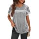 thumbnail image 2 of Gibobby Playera de Manga Corta con Cuello Redondo Verano moda damas camiseta cuello redondo encaje manga corta Casual Top(Gris,CH), 2 of 5