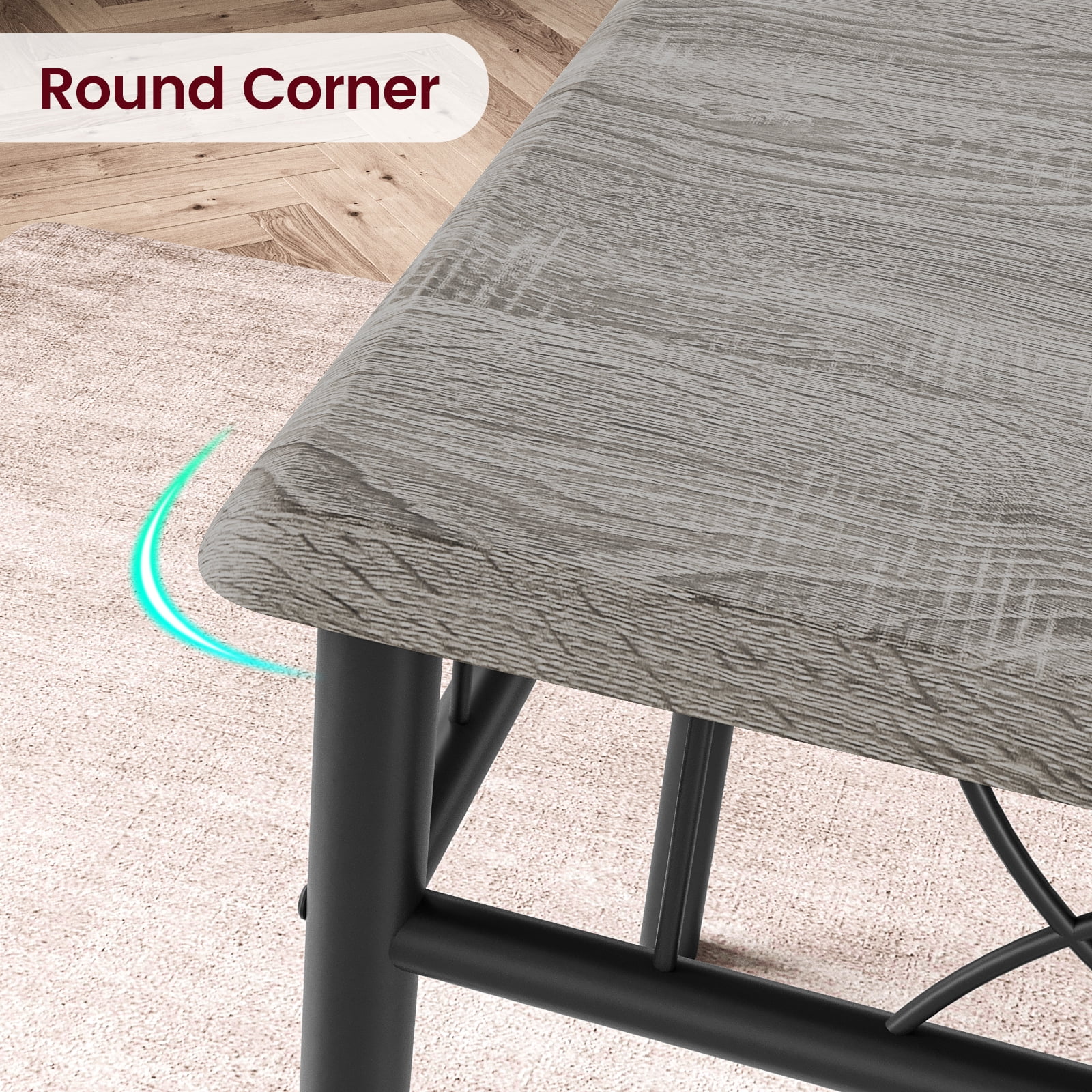 COZONY Dining Table Set for 2, Kitchen Table and Upholstered Chairs, 3-Piece Dining Room Table Set for Small Space, Apartment, Gray