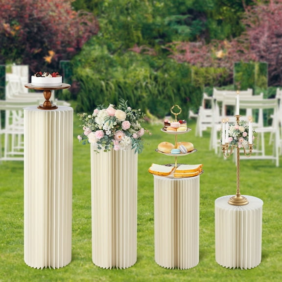 4 PCs White Cardboard Flower Stand Cylinder Flowers Stand High-quality Material