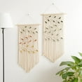 thumbnail image 3 of Mictong Tapiz decorativo de hilo con encaje de hojas verdes estilo bohemio, ideal para dormitorio, estilo rústico, para decoración del hogar, color blanco, 1 pieza., 3 of 5
