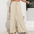 thumbnail image 1 of Pantalones sueltos para mujer,Pantalones de mujer, pierna ancha, pantalones acogedores, pantalones con lazo en la cintura para mujer, apariencia llamativa, 1 of 5