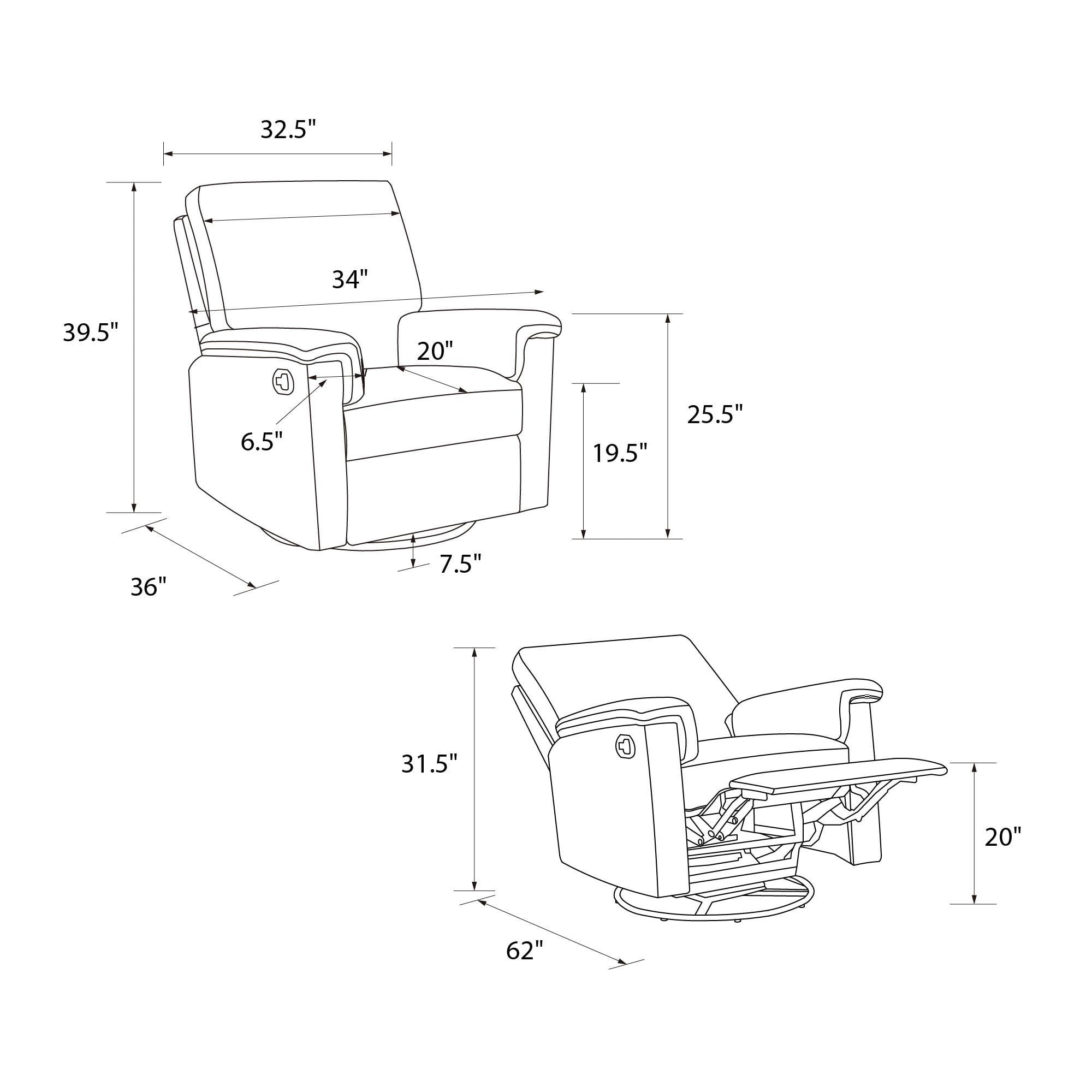 Baby Relax Terrin 3-in-1 Gliding Swivel Nursery Recliner