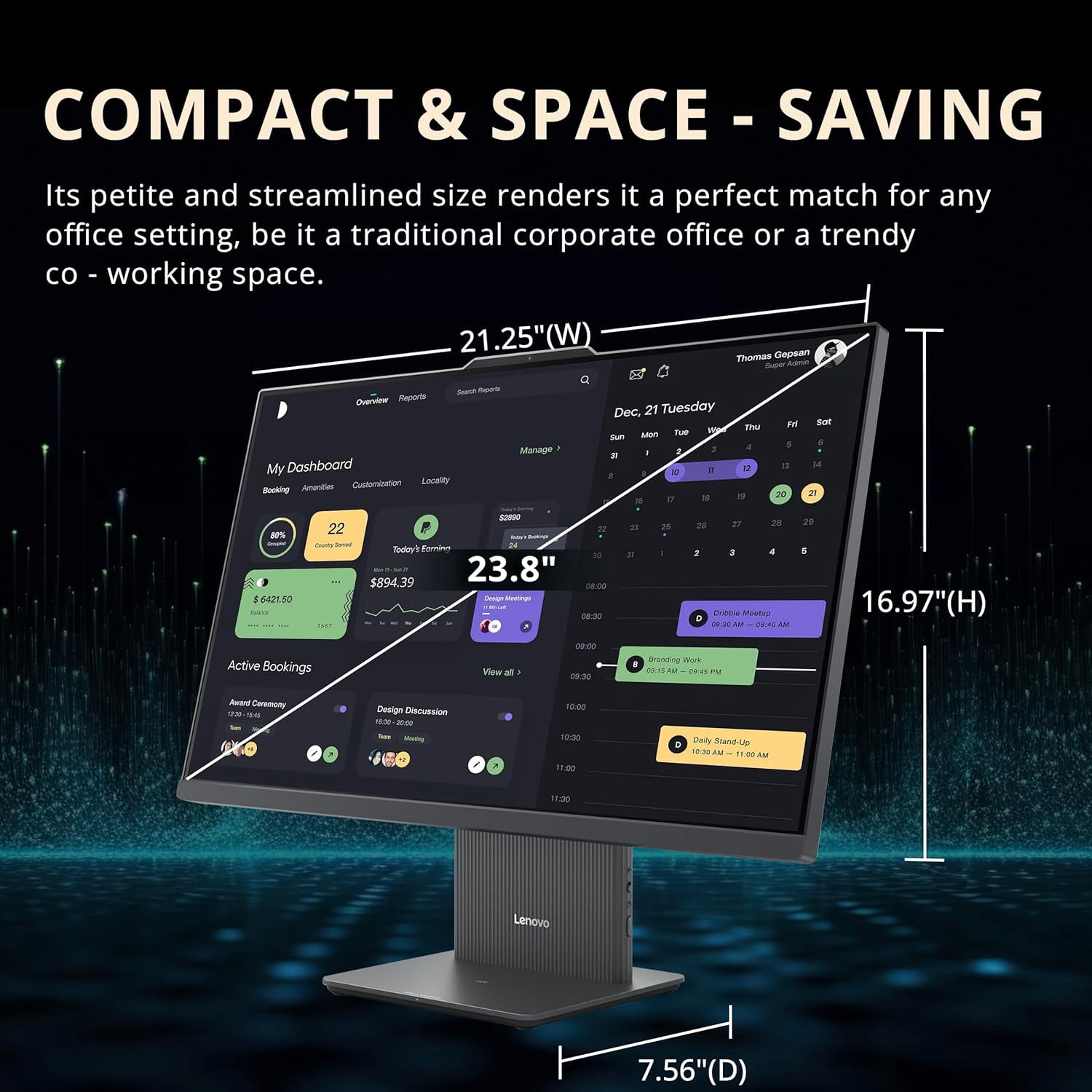 Lenovo IdeaCentre AIO 3 23.8" FHD All-in-One Desktop, Ryzen 5 7535HS, 16GB DDR5, 672GB Storage(512GB SSD+160GB Docking Station Set), Radeon 660M, Wireless Keyboard & Mouse, Win 11 Pro, Gray