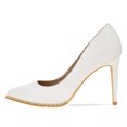 thumbnail image 2 of FSJ Women Classic High Heel Pointed Toe Pumps Fashion Stiletto Heel Slip On Ladies Office Dress Shoes Size 11 White, 2 of 4