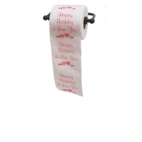 JustPaperRoses Happy Birthday I Love You, Printed Toilet Paper Gag Gift, Funny Novelty Present for Him or Her