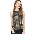 thumbnail image 3 of MODA NOVA Junior's Metallic Shiny Tank Top Party Club A-Line Shimmer Camisole Black L, 3 of 7