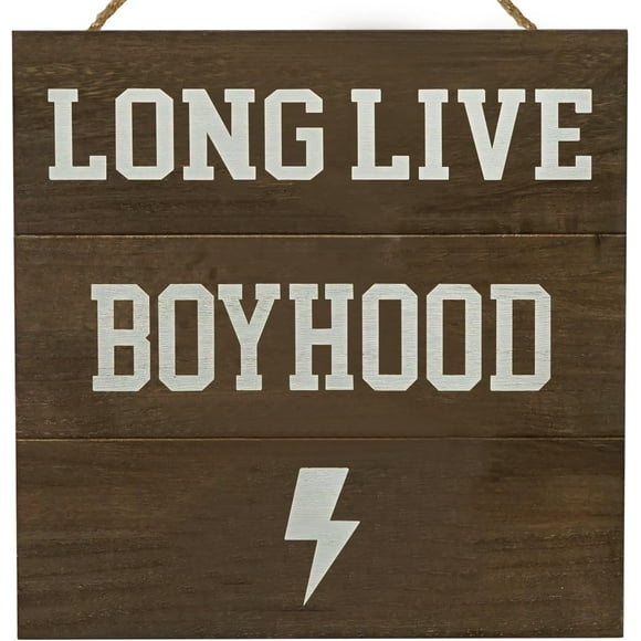 HAMUIERS Long Live Boyhood Wall Sign, Woodland Nursery Decor, Rustic Wood Toddler Room Wall Decor Hanging Sign for Kids Bedroom Decor