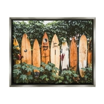 Stupell Industries Surf Boards in Nature Sports Photography Gray Floater Framed Canvas Art Print Wall Art, 21 x 17
