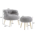 thumbnail image 2 of Royard Oaktree Accent Chair with Ottoman Upholstered Round Back Leisure Chairs with Gold Metal Legs Modern Teddy Boucle Chair and Footrest Set Single Sofa Chair for Living Room Bedroom， Gray, 2 of 7