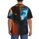 thumbnail image 3 of Balery Red And Blue Fire Cat Camisa Casual de Manga Corta con Botones para Hombre, Texturizada, Estilo Cubano, para Playa, Verano-XX-Large, 3 of 5