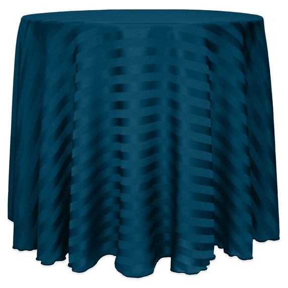 Ultimate Textile (10 Pack) Satin-Stripe 84-Inch Round Tablecloth - for Wedding and Catering, Hotel or Home Dining use, Lagoon Blue