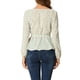 thumbnail image 3 of INSPIRAR CHIC Blusa de Peplum de Manga Larga Floral con Cuello Cuadrado y Cinturón S Verde, 3 of 6