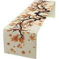 thumbnail image 6 of Fall Leaf Table Runner, Rustic Harvest Autumn Orange Watercolor Maple Leaf Thanksgiving Farmhouse Retro Coffee Table Center Decor for Family Kitchen Outdoor Party Holiday Table Decorations, 13"x108", 6 of 6