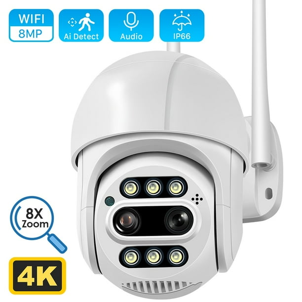 ANBIUX-cámara CCTV de detección humana para exteriores, videocámara IP de 8MP, 4K, PTZ, Zoom 8x, doble lente, 4MP, Wifi, aplicación ICSEE