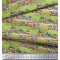 thumbnail image 2 of Soimoi Green polyester Crepe Fabric Landscape & City Digital Print Sewing Fabric Yard 52 Inch Wide, 2 of 3
