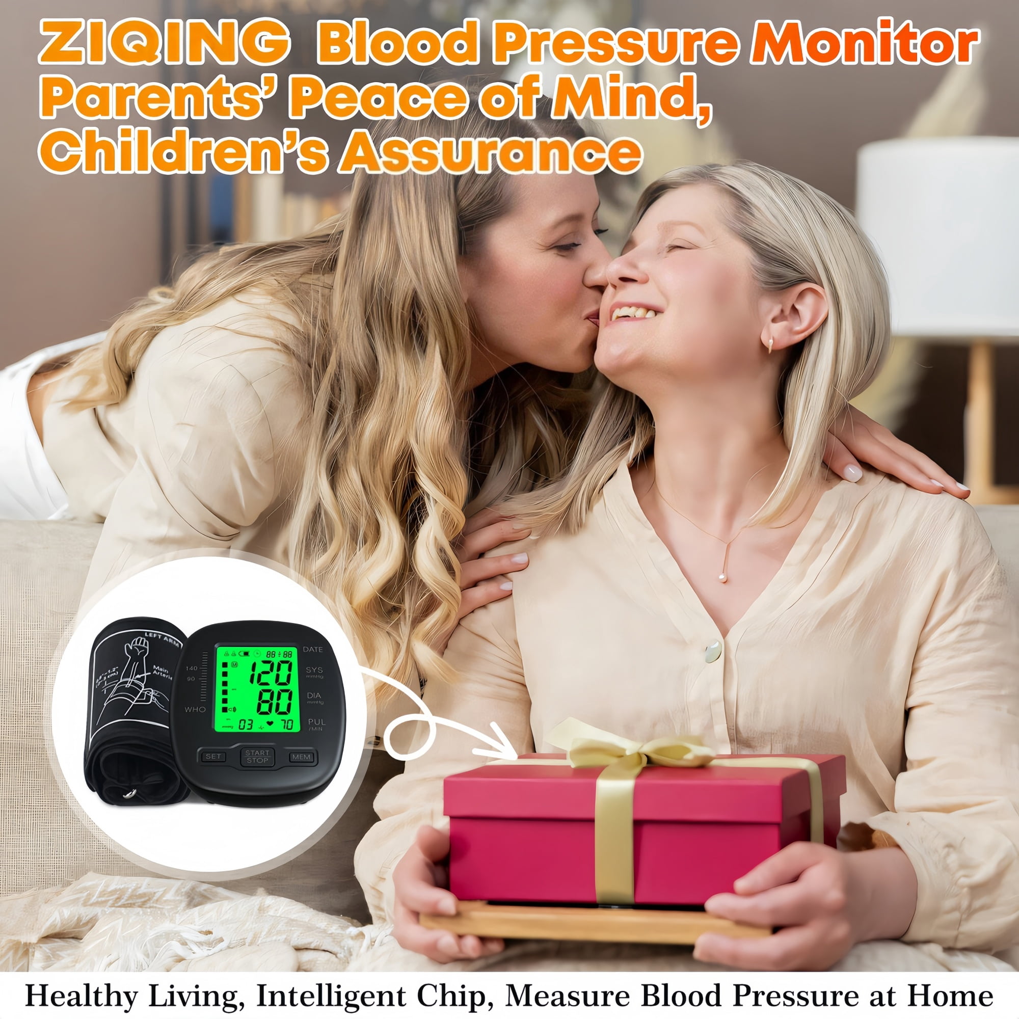 Rechargeable Wrist Blood Pressure Monitor – Fully Automatic Home BP Monitor with Tri-Color Backlight, Two User Mode, Voice Guidance & 120-Reading Memory